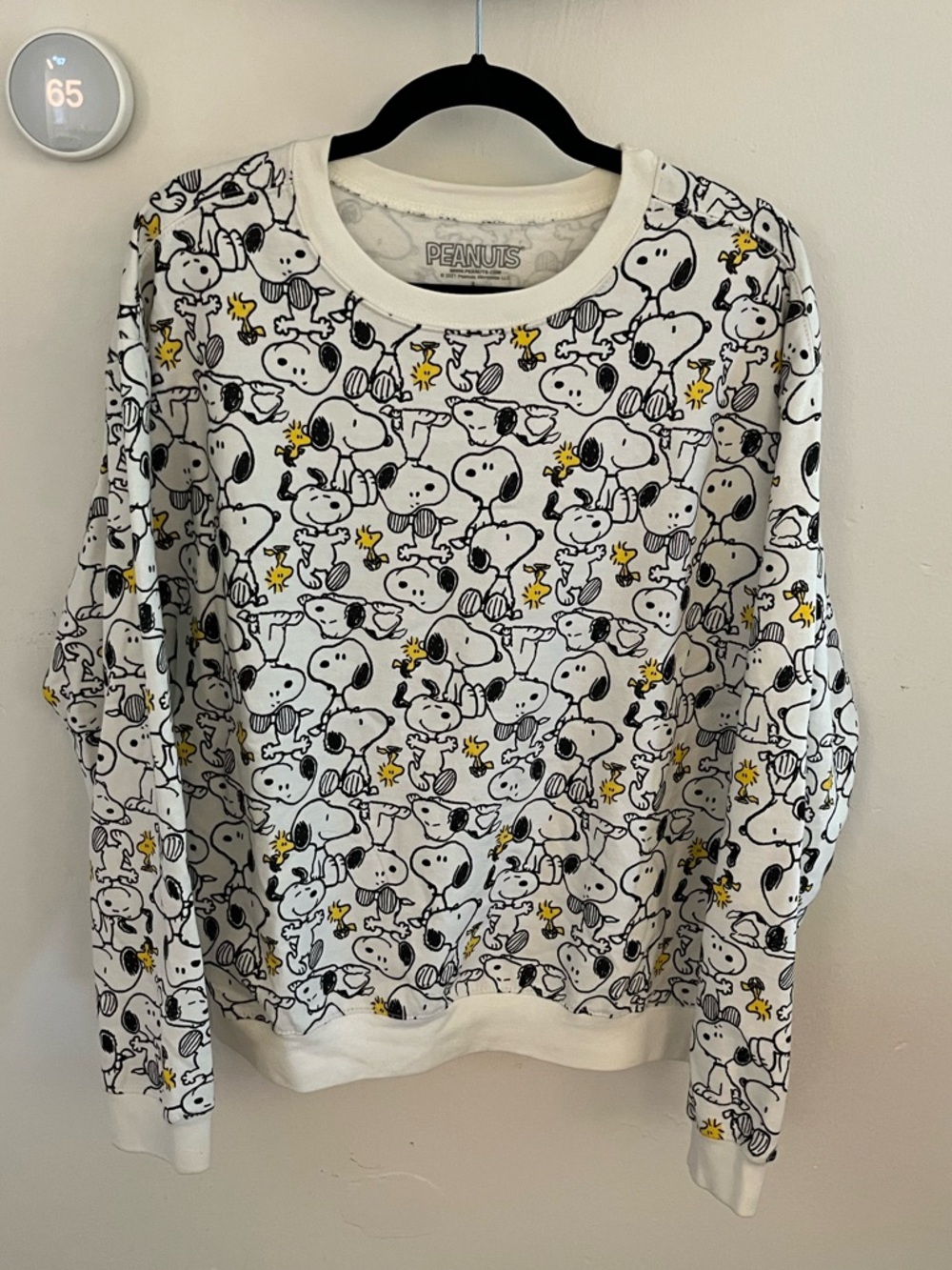 Peanuts White Crewneck with Snoopy & Woodstock Accents - Women’s Large